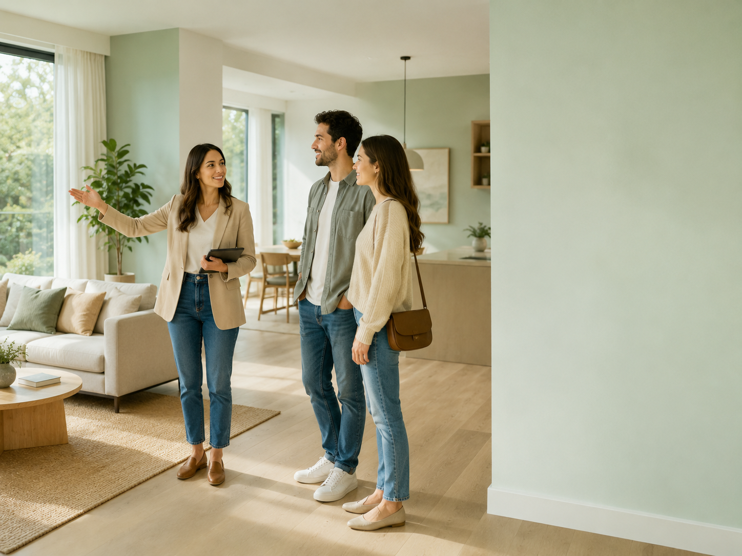 Modern home interior shown during a property viewing